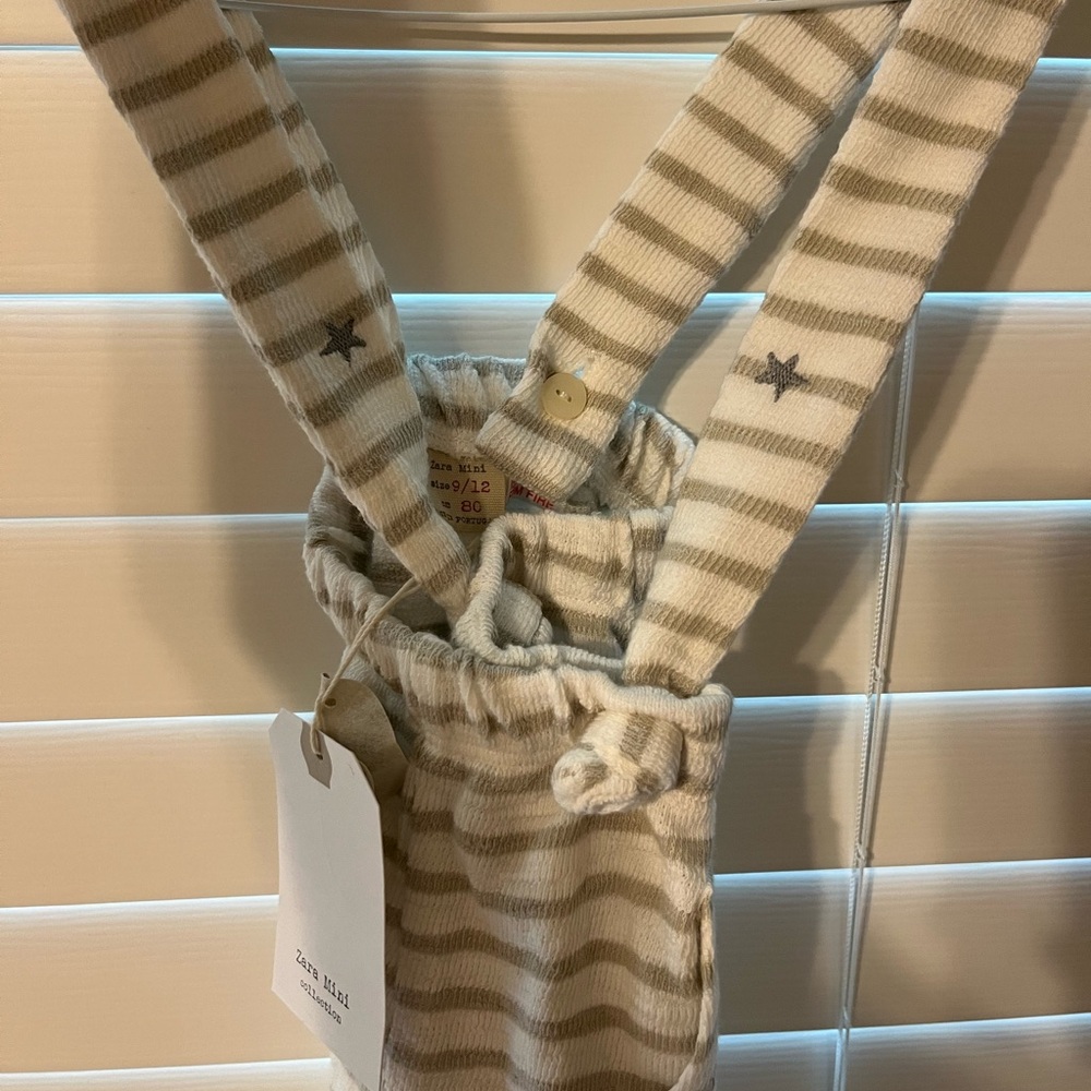Zara Mini Gray and White Striped Suspenders with Pants
